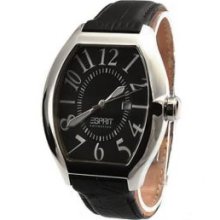 Esprit Hector Night Mens Black Croco Leather Dress Watch EL101081F02