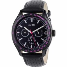 Esprit Women's ES103012006 Black Leather Quartz Watch with Black Dial