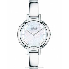 ESQ Movado Womans Diamond Contempo Bangle Style Watch White 07101405