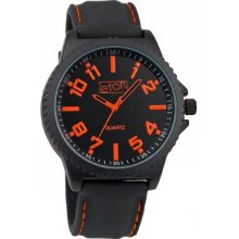 Eton Men's Quartz Watch With Black Dial Analogue Display And Black Rubber Strap 3012G-Or