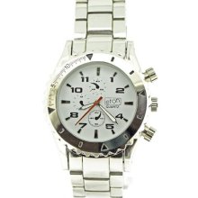 Eton Men's Quartz Watch With White Dial Analogue Display And Silver Bracelet 2857G-Wt
