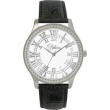 Europa Men`s Prestige Watch With Silver-tone Case And Black Leather Strap