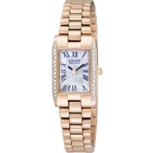 EW9813-50D - Citizen Eco-Drive Silhouette Ladies Gold Tone Swarovski Crystals Elegant Watch