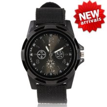 Fabric Band Design Classic Black Analog Men Wrist Watch Sport Clock Hour 817