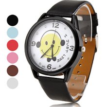 Face Women's Smiling Design PU Analog Quartz Wrist Watch (Assorted Colors)
