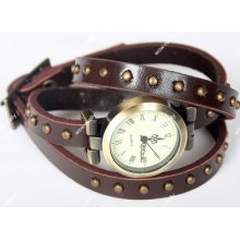 Fashion & Beauty Leather Retro Men's Women Quartz Hands Wrist Watch As Gift