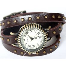 Fashion Classic Women Girl Leather Around Wrist Watch 6 Colors Can Choise