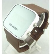 Fashion Silicone Digital Led Sports Bracelet Wrist Watch Brown