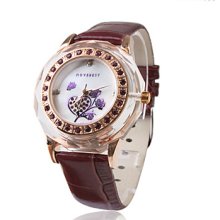 Fashionable PC Quartz Wrist with Watch Red Leather Band