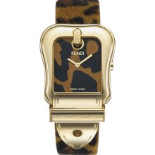 Fendi 'B. Fendi' Large Animal Print Watch Gold/ Animal