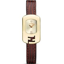 Fendi Chameleon Small Yellow Gold Tone Watch Champagne Dial With Diamo