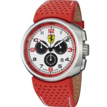 Ferrari Men's Classic Swiss Made Quartz Red Perforated Leather Strap Watch RED / WHITE