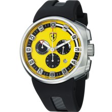 Ferrari Men's 'Podium' Yellow Dial Black Rubber Strap Quartz Watch