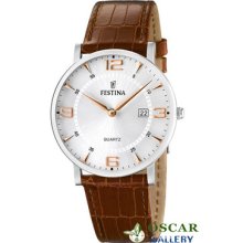 Festina Classic F16476/4 Brown Leather Strap Men's Watch 2 Years Warranty