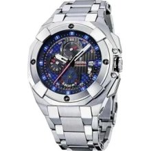 Festina Mens Chronograph Stainless Watch - Silver Bracelet - Blue Dial - F16351-8