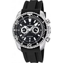 Festina Men's Crono F16574/4 Black Polyurethane Quartz Watch with Black Dial