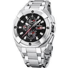 Festina Men's F16351/B Silver Stainless-Steel Quartz Watch with Black Dial