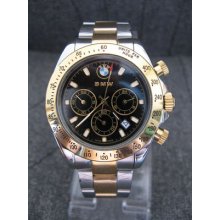 For Bmw Power Chronograph Glod Stainless Steel Watch Men Black X5 X6 X3 X1 Z4 B1