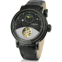 Forzieri Designer Men's Watches, Apollo - Men's Black Dial Automatic Mechanical Dress Watch