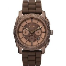 Fossil Brown Silicone Stainless Steel Chronograph Fs4702 Men's Watch