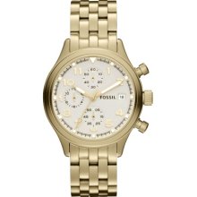 Fossil Compass Gold-Tone Chronograph Ladies Watch JR1434