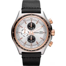 Fossil 'Dylan' Chronograph Black Leather Mens Watch CH2818