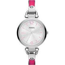 FOSSIL FOSSIL Georgia Three Hand Stainless Steel and Leather Watch - Pink