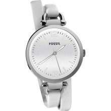 Fossil Ladies Dress Georgia Stainless Steel Case Leather Bracelet White Tone Dial ES3246