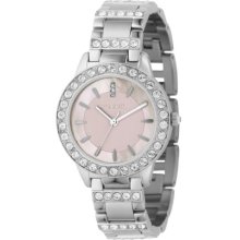 Fossil Ladies Dress Watch Es2189 With Pink Dial, Stainless Steel Case And Bracelet