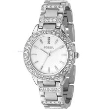 Fossil Ladies Es2362 St. Steel White Dial Wr.165' Glitz Watch