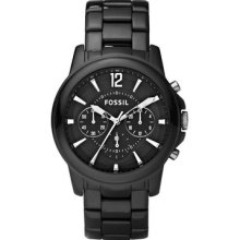 Fossil Men's Ceramic Case Chronograph Rrp $235 Black Ceramic Watch Ce5008-f