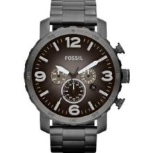 Fossil Nate Stainless Steel Chronograph Mens Watch JR1437