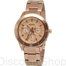 Fossil Stella Es2859 | Rose Gold Dial | Metal Bracelet | 37mm | 50m |