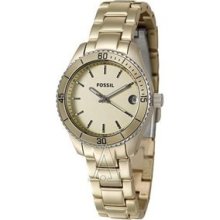 Fossil Stella Mini Aluminum Champagne Womens Watch Es2902 Open Box