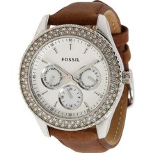 Fossil Women's ES2996 Beige Leather Quartz Watch with White Dial