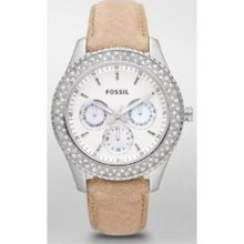 Fossil Women's ES2997 Beige Calf Skin Analog Quartz Watch with White