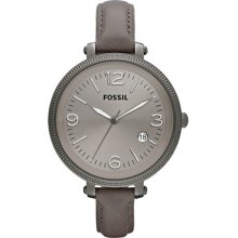 Fossil Womens Heather Analog Stainless Watch - Gray Leather Strap - Gunmetal Dial - ES3134
