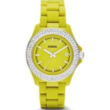 Fossil Women's Retro Traveler AM4470 Green Silicone Quartz Watch with Green Dial