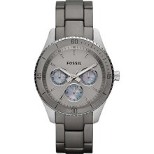 Fossil Womens Stella Chronograph Stainlesss Watch Grey Bracelet Grey Dial Es3040