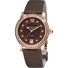 Frederique Constant Ladies Automatic Brown Satin Strap Watch