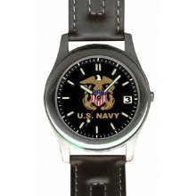Frontier Watches US Navy Deluxe Leather Strap Watch