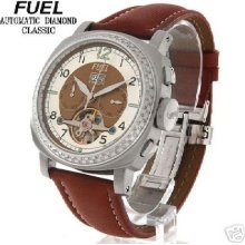 Fuel Swiss Watch W/ Skeleton Back & Diamond 1ctw.
