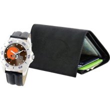 Game Time Black Nfl-Wwg-Cle Men'S Nfl-Wwg-Cle Cleveland Browns Analog Strap Watch And Wallet Set