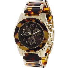 Geneva Platinum 9144 Women's Chronograph-style Tortoise Link Watch
