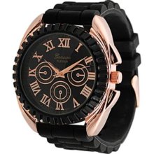 Geneva Platinum Men's Quartz Decorative Chronograph Dial Rose-tone Detail Silicone Strap Watch