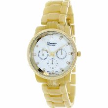 Geneva Platinum Women's 6843.Bone.Gold Beige Ceramic Quartz Watch with White Dial