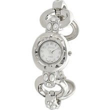 Geneva Platinum Women's Quartz Mother-of-Pearl Dial Simulated Pearls & Rhinestone Detail Watch SILVER