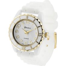 Geneva Platinum Women's White and Gold Silicone Watch (Geneva Platinum Womens Watch)