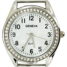 Geneva Rhinestone-accented Round Oval Watch Face