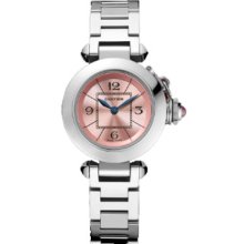 Genuine Cartier Pasha Steel Quartz Pink Dial Watch | Model: W3140008